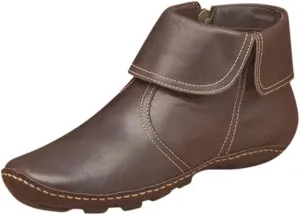 Ankle Boots for Women Flat Heel Round Toe Booties Fashion Side Zip Vintage Boots Low Heel Arch Support Booties