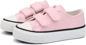 ANTLULU Boys and Girls Canvas Shoes Dual Adjustable Hook and Loop Classic Low Top Kids Sneakers