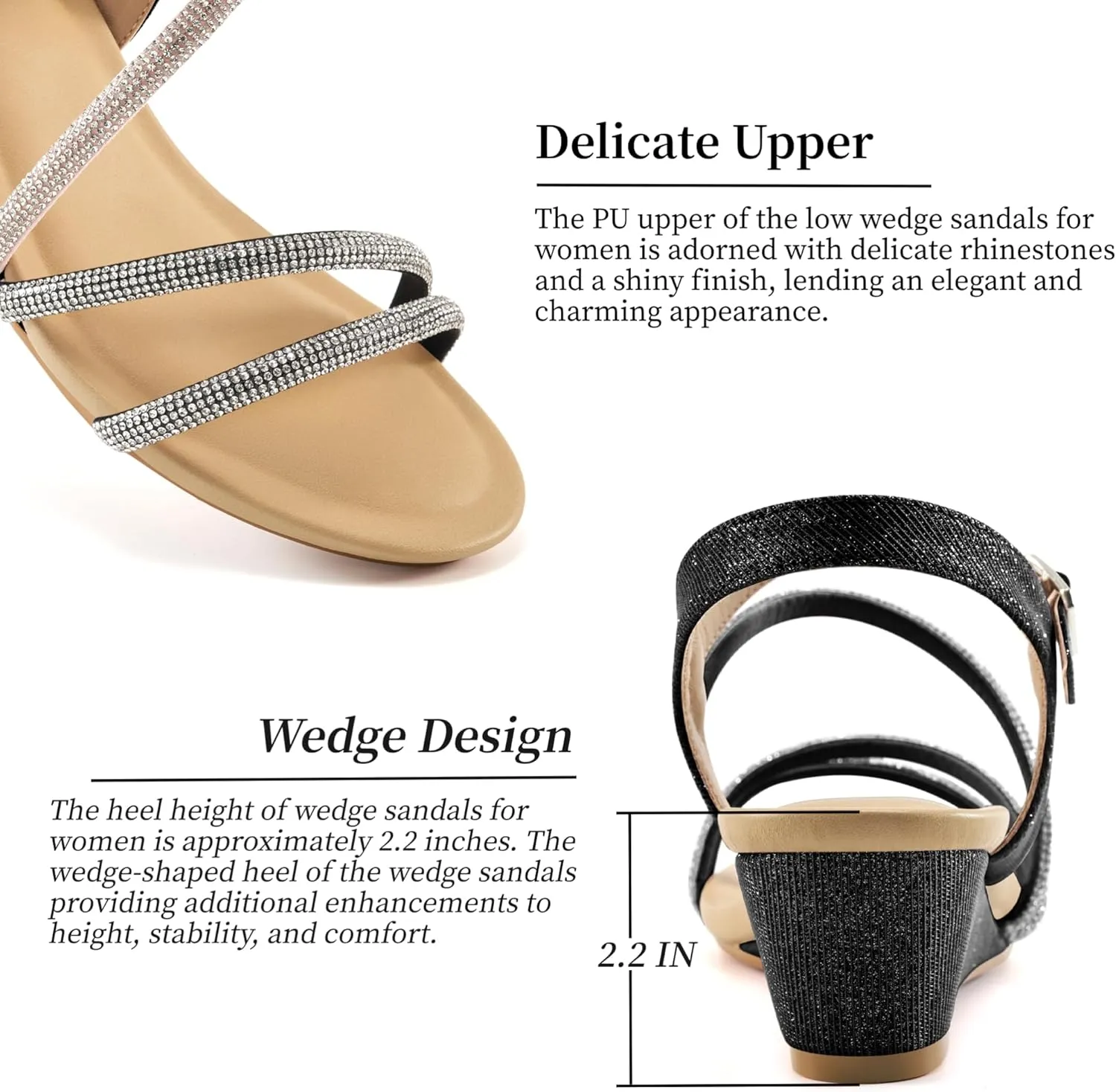 Aomigoct Womens Wedge Dressy Sandals: Sparkly Casual Summer Wedding Sandals for 2025