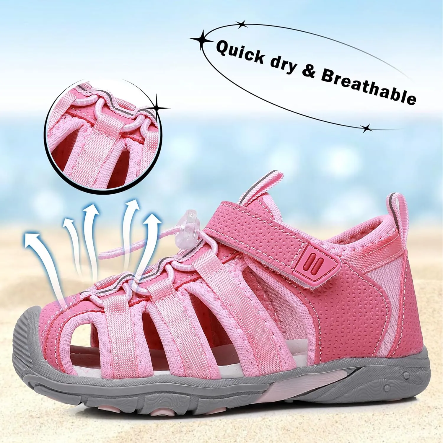 Apakowa Kids Boys Sandals Summer Outdoor Athletic Double Strap Closed-Toe Beach Sandals Sport (Toddler/Little Kid)
