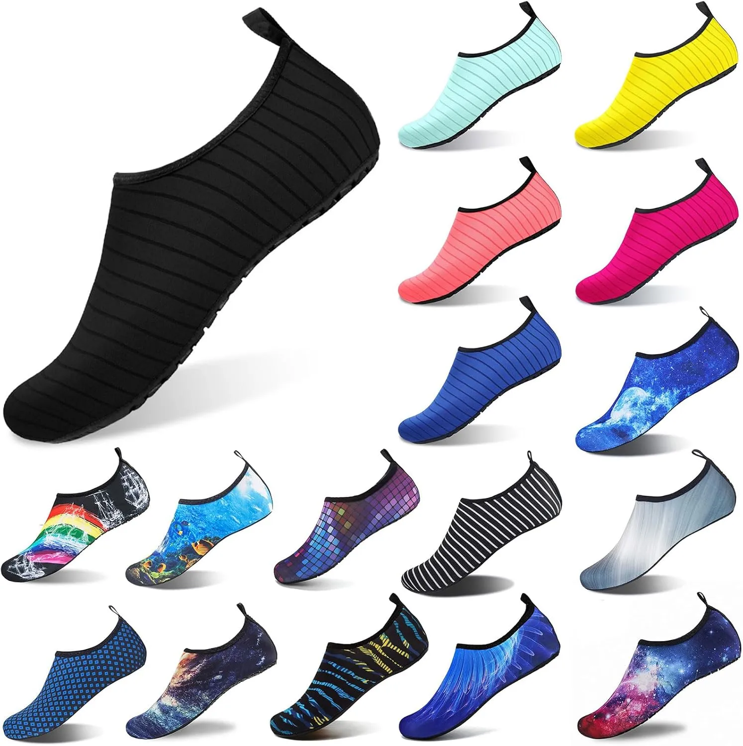 Aqua Socks Swim Beach Barefoot for Women Men Lightweight Quick Dry Slip-on Water Shoes,Fashion Yoga Socks Swimming Trail Barefoot Footwear,Outdoor Camping Exercise Collapsible Non-Slip Shoes