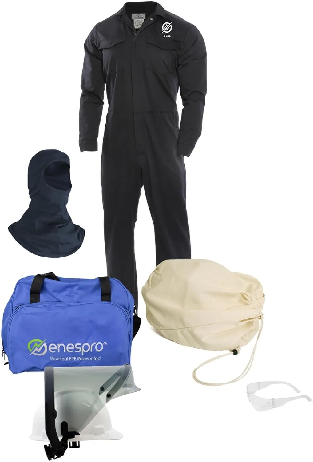 ArcGuard, CAT 2, 12 Calorie, Arc Flash Suit Kit with FR Coverall, Face Shield, and Balaclava