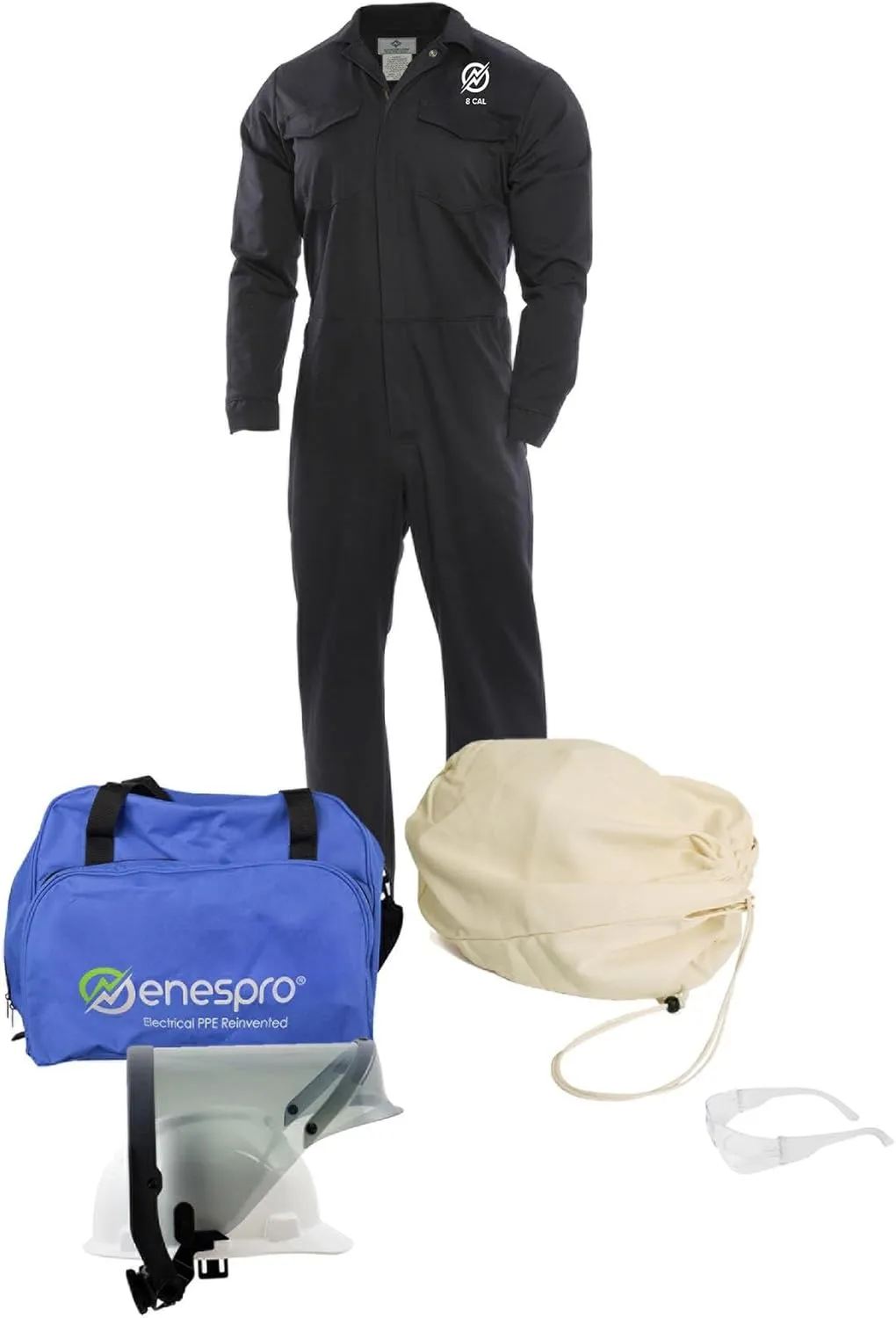 ArcGuard, CAT 2, 12 Calorie, Arc Flash Suit Kit with FR Coverall, Face Shield, and Balaclava