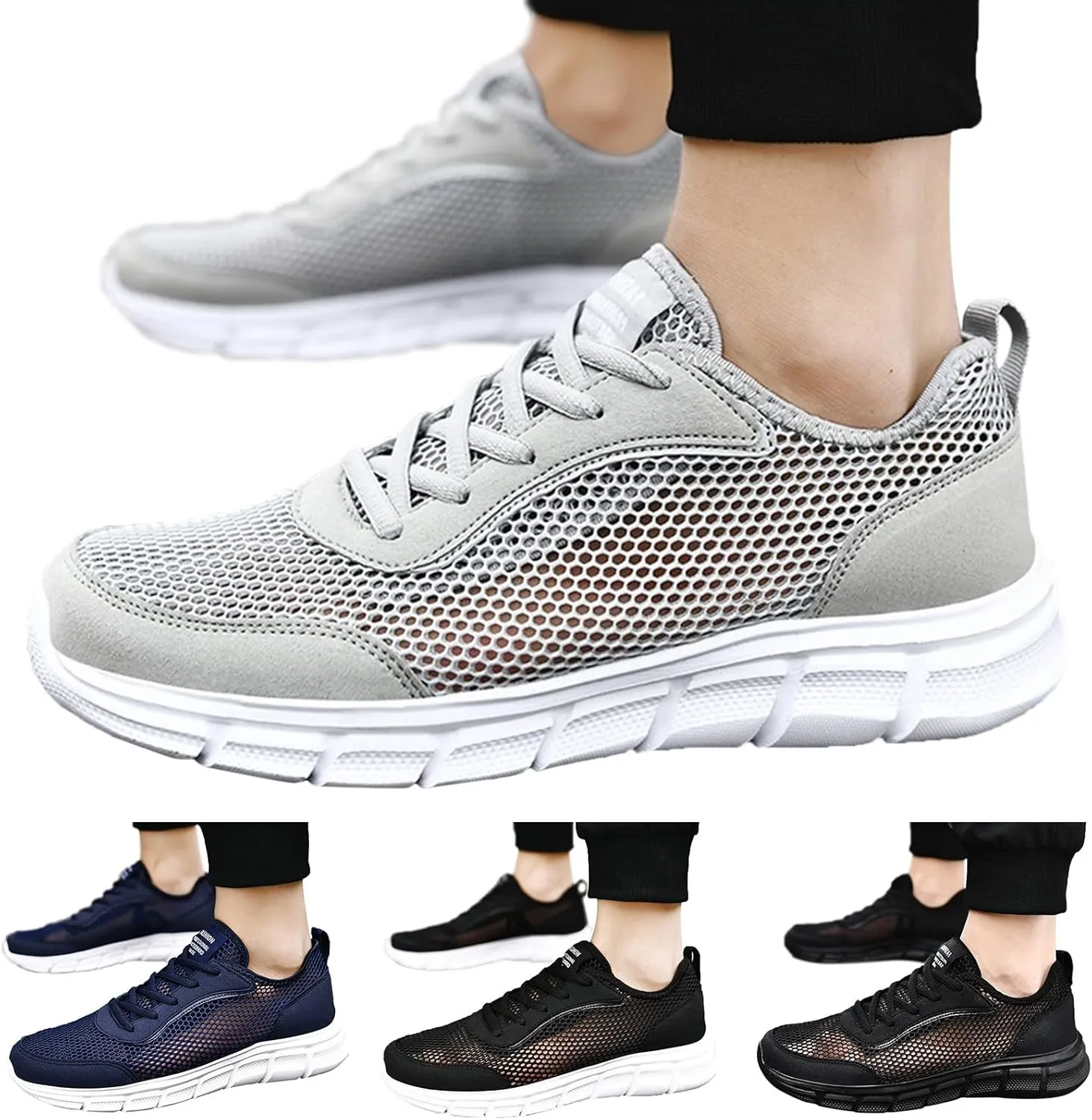 Arch Support Hiking Shoes for Men Lightweight Breathable Slip on Running Shoe Lightweight Elderly Slip on Shoes