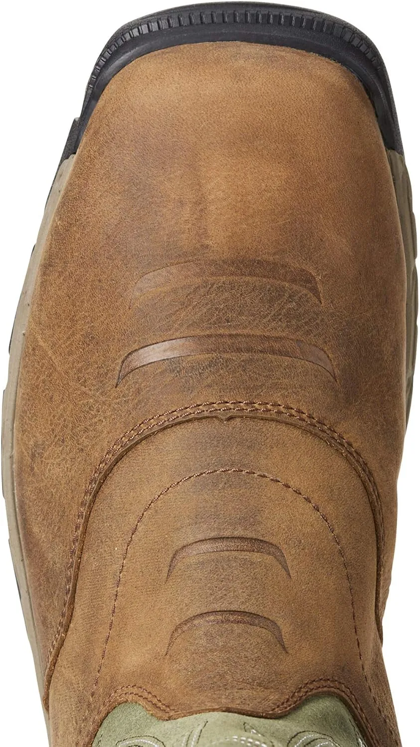 ARIAT Rebar Flex Western Comp Toe H20 Rye Brown H20-10" Olive Green Top