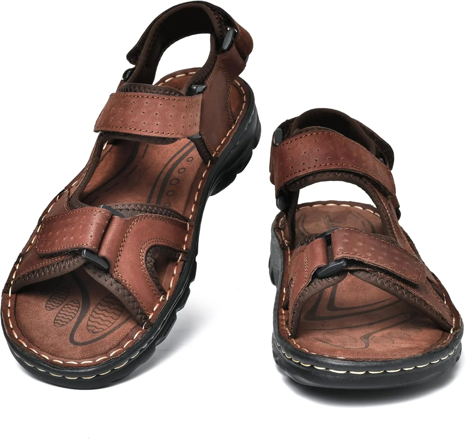 Arkbird Men's Leather Sandals Athletic Fisherman Sandal Outdoor Comfortable and Stylish Casual Summer Slip On Shoes for Men
