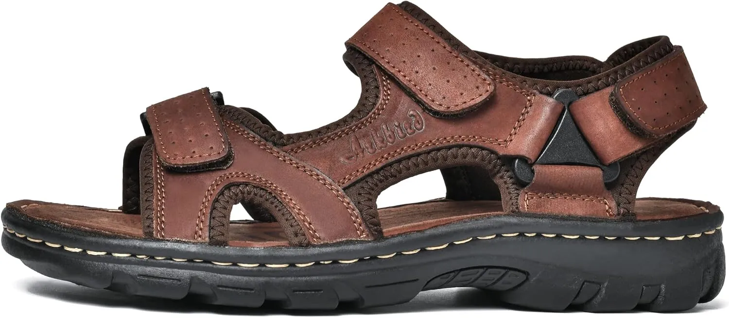 Arkbird Men's Leather Sandals Athletic Fisherman Sandal Outdoor Comfortable and Stylish Casual Summer Slip On Shoes for Men