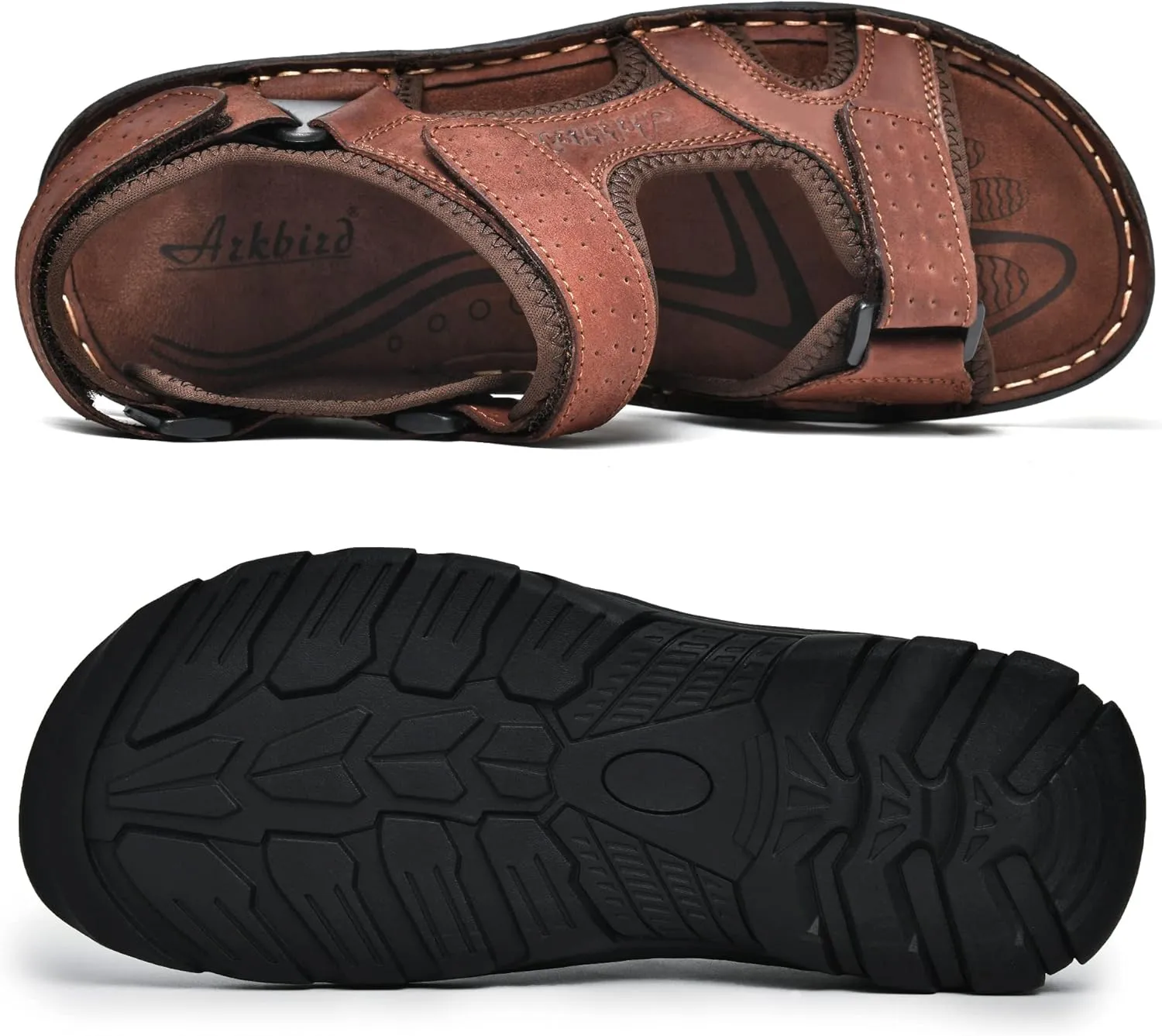 Arkbird Men's Leather Sandals Athletic Fisherman Sandal Outdoor Comfortable and Stylish Casual Summer Slip On Shoes for Men