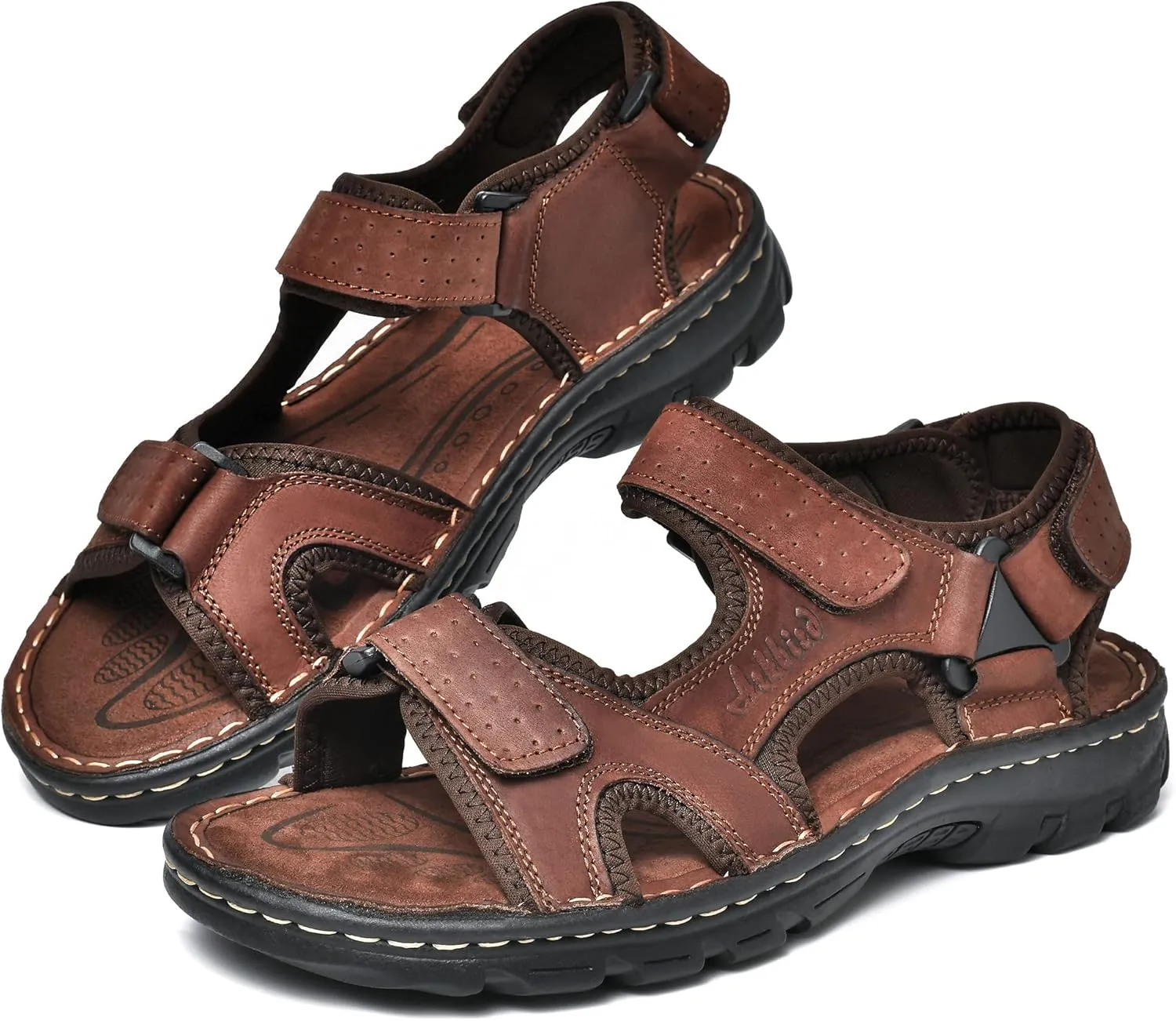 Arkbird Men's Leather Sandals Athletic Fisherman Sandal Outdoor Comfortable and Stylish Casual Summer Slip On Shoes for Men