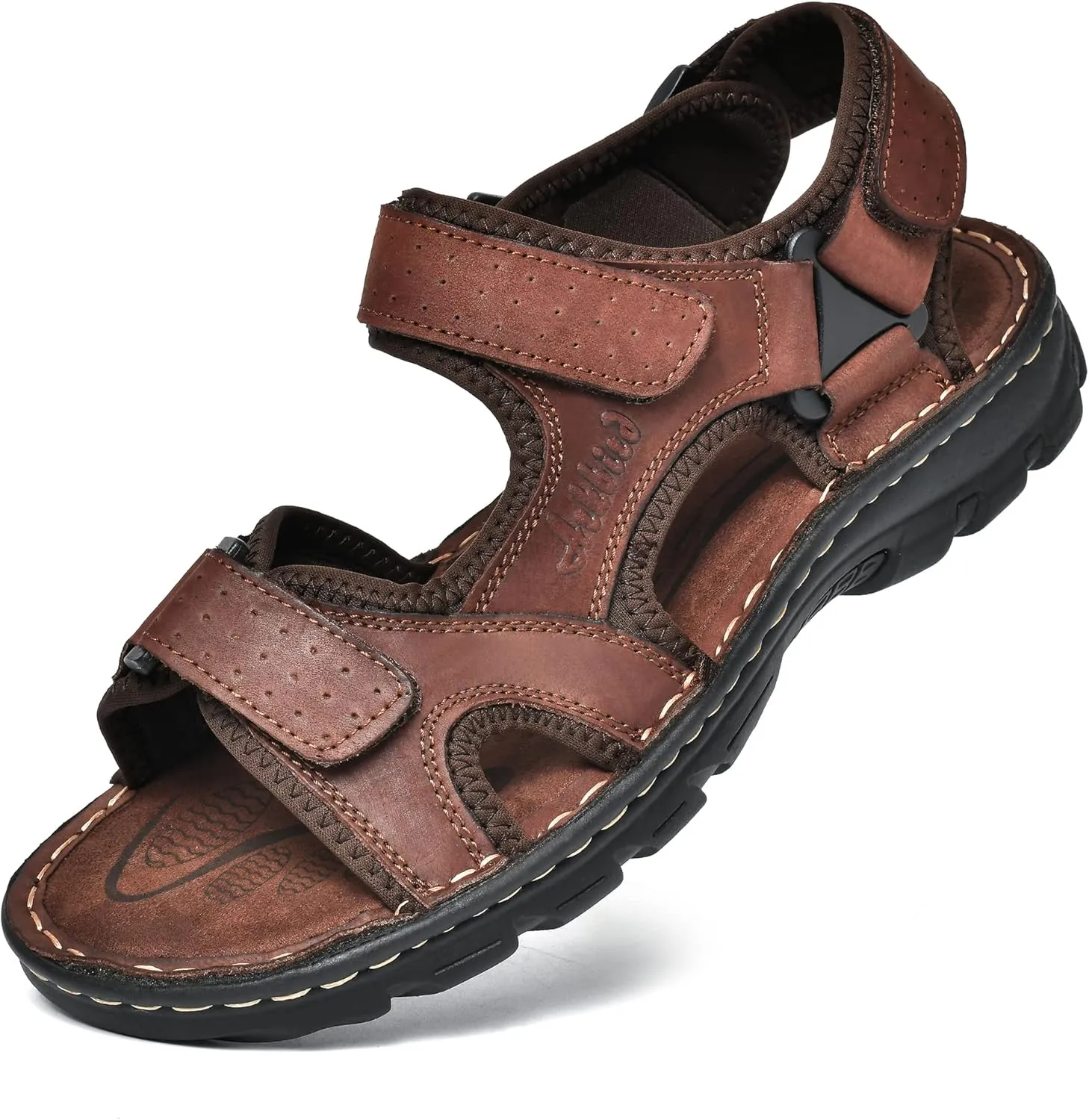Arkbird Men's Leather Sandals Athletic Fisherman Sandal Outdoor Comfortable and Stylish Casual Summer Slip On Shoes for Men