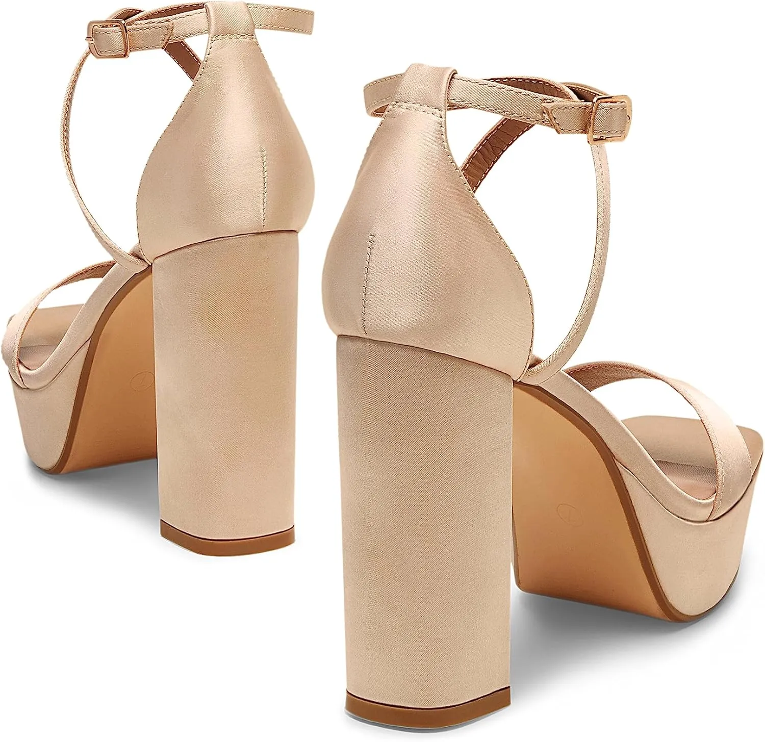Arromic Women's Platform Heels High Chunky Sandals 4.5 Inches Square Open Toe Heeled Sandals Pink Gold White Black Nude Strappy Ankle Strap Sexy Pumps Y2K Dress Party Wedding Shoes