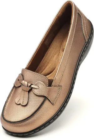 Artisure Women's Classic Comfort Leather Loafers Casual Slip-Ons Stylish Tassel Dress Shoes Cute Work Office Flats Everyday Walking Shoes