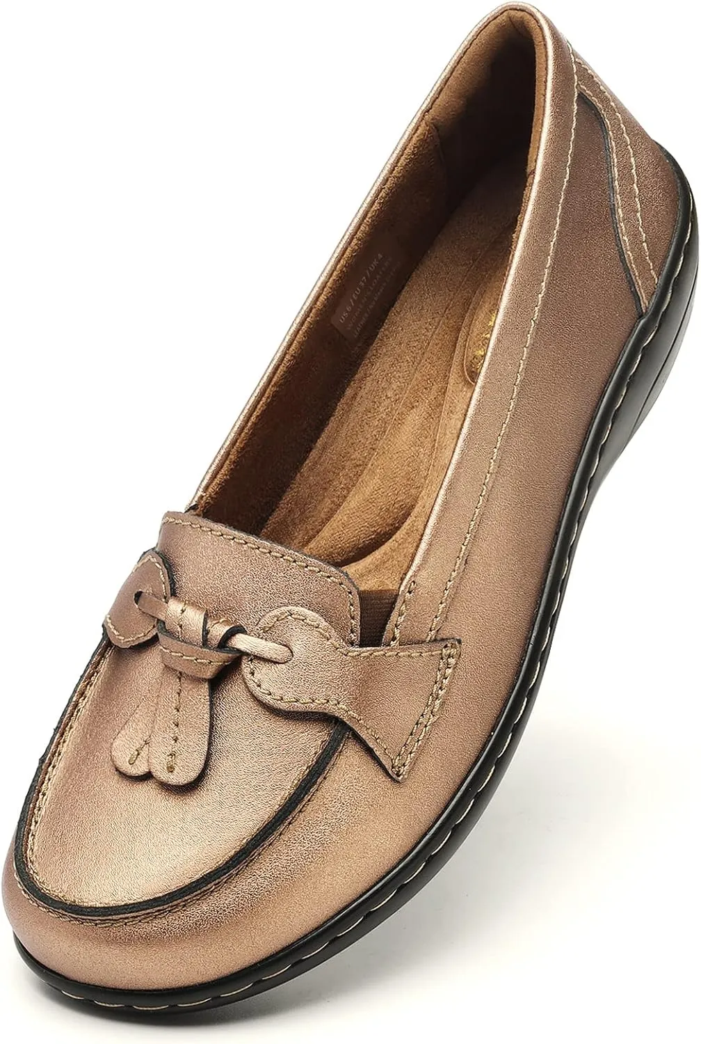 Artisure Women's Classic Comfort Leather Loafers Casual Slip-Ons Stylish Tassel Dress Shoes Cute Work Office Flats Everyday Walking Shoes