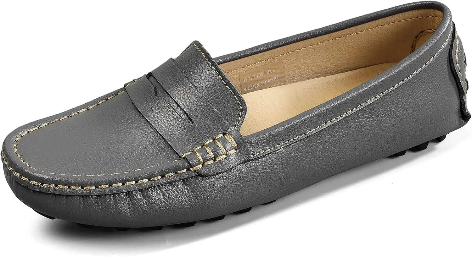 Artisure Women's Classic Comfort Leather Penny Loafers Casual Slip-Ons Lightweight Walking Flats Driving Mocs Boat Shoes