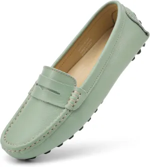Artisure Women's Classic Comfort Leather Penny Loafers Casual Slip-Ons Lightweight Walking Flats Driving Mocs Boat Shoes