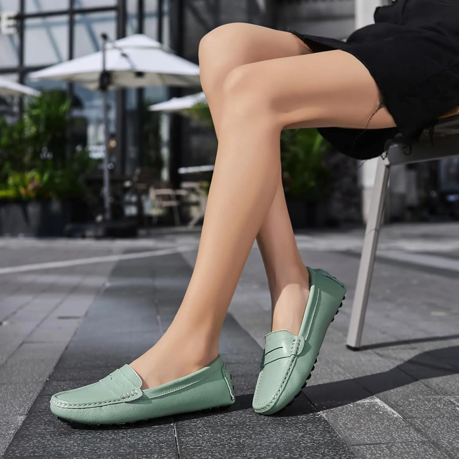 Artisure Women's Classic Comfort Leather Penny Loafers Casual Slip-Ons Lightweight Walking Flats Driving Mocs Boat Shoes