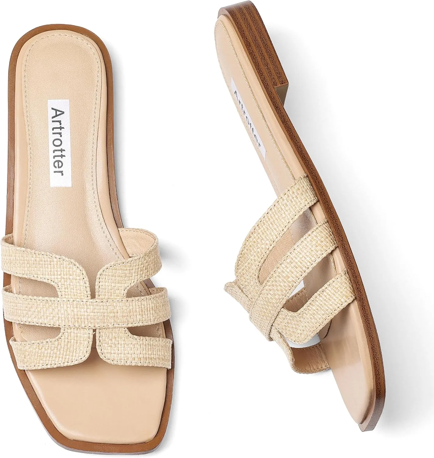 Artrotter Slides Beach Sandals for Women Comfortable Vacation Summer Shoes for Women Flat Sandals