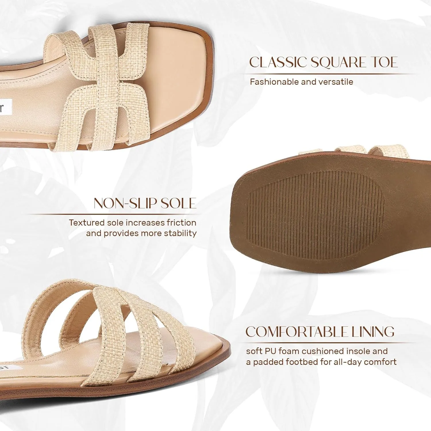Artrotter Slides Beach Sandals for Women Comfortable Vacation Summer Shoes for Women Flat Sandals