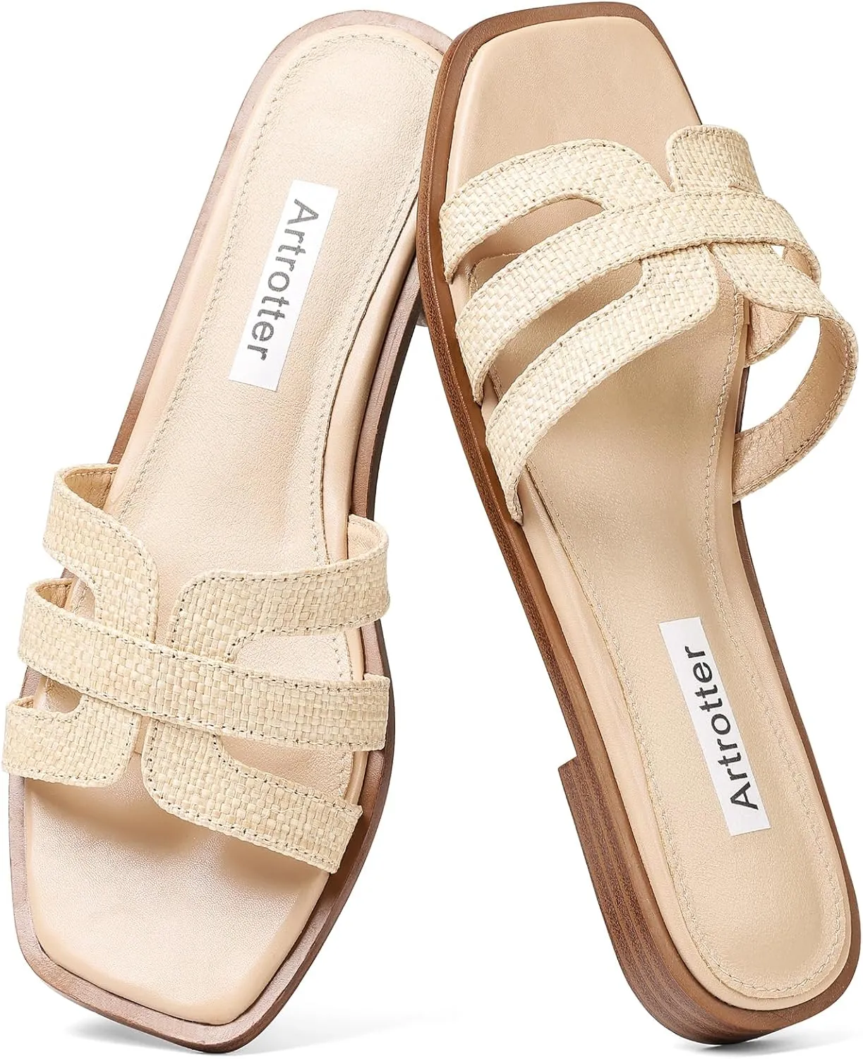 Artrotter Slides Beach Sandals for Women Comfortable Vacation Summer Shoes for Women Flat Sandals