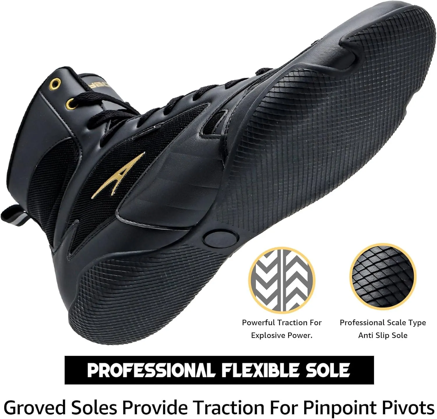 ASHION Men Wrestling Shoes Boxing Shoes High Top Fitness Sneakers Zero Drop Sole