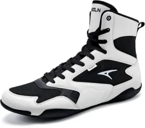 ASHION Men Wrestling Shoes Boxing Shoes High Top Fitness Sneakers Zero Drop Sole
