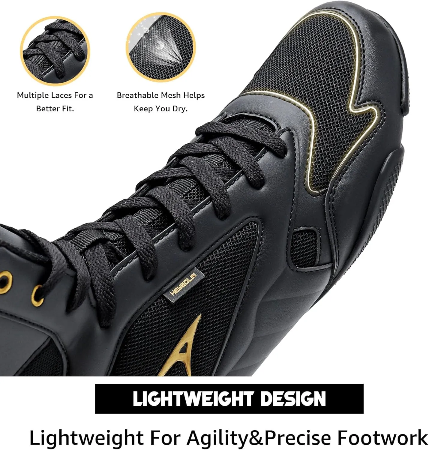 ASHION Men Wrestling Shoes Boxing Shoes High Top Fitness Sneakers Zero Drop Sole
