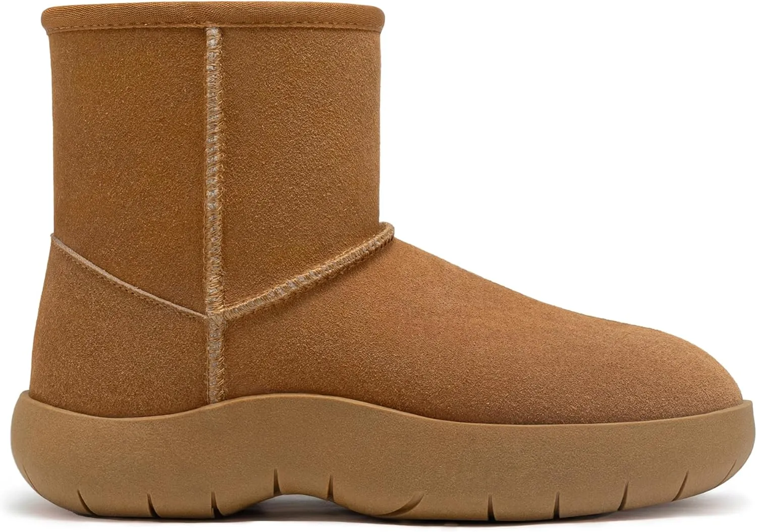 Athlefit Women's Genuine Suede Ankle Boots Winter Warm Fur Lined Slip On Anti-Slip Short Snow Boots