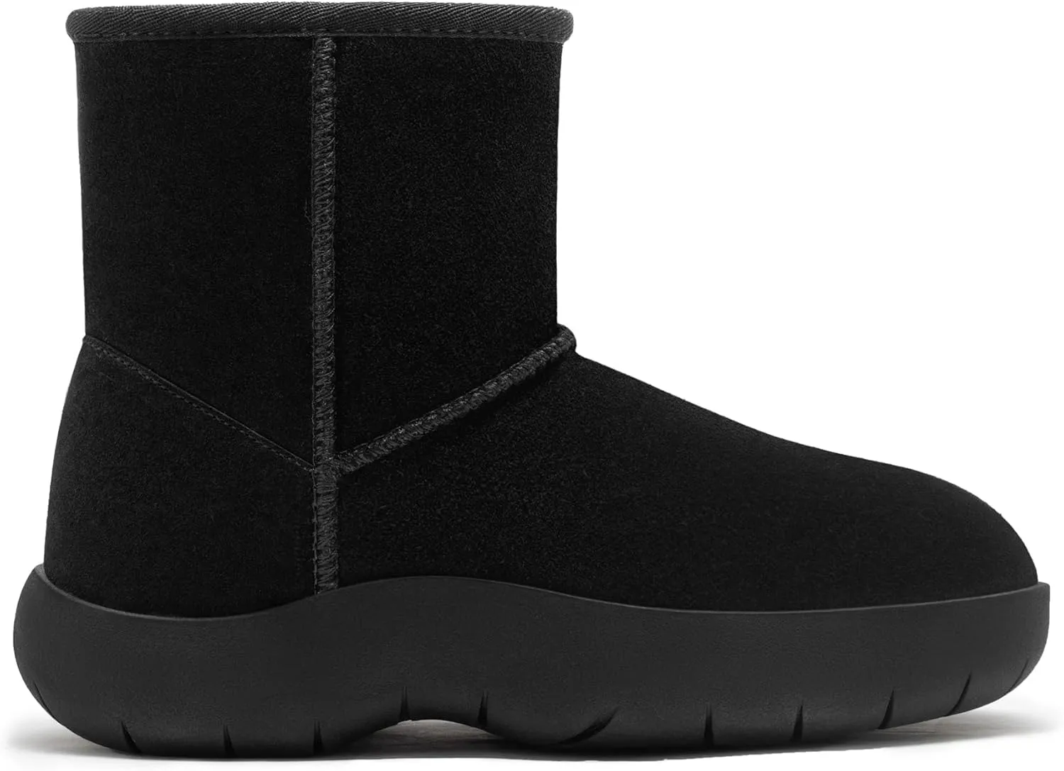 Athlefit Women's Genuine Suede Ankle Boots Winter Warm Fur Lined Slip On Anti-Slip Short Snow Boots