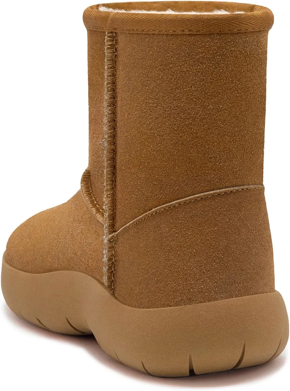 Athlefit Women's Genuine Suede Ankle Boots Winter Warm Fur Lined Slip On Anti-Slip Short Snow Boots