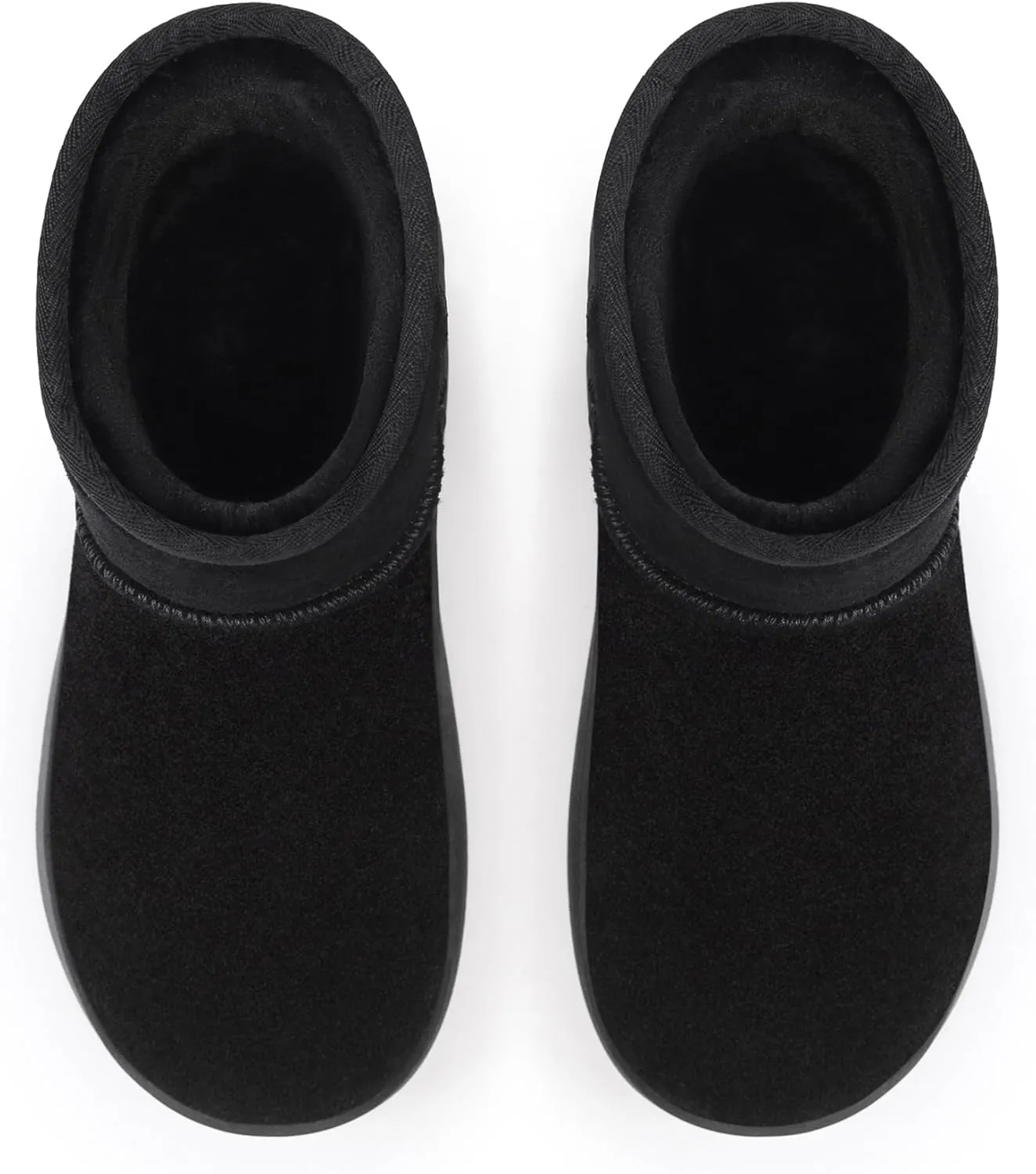 Athlefit Women's Genuine Suede Ankle Boots Winter Warm Fur Lined Slip On Anti-Slip Short Snow Boots