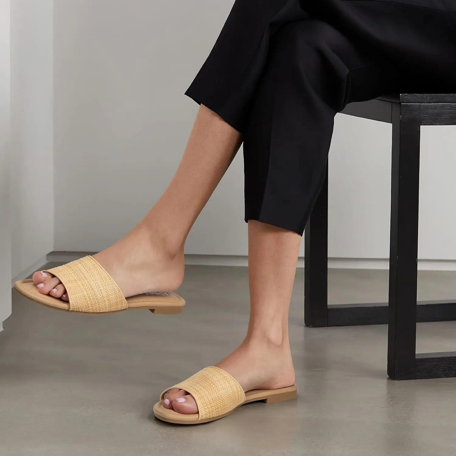 ATHMILE Sandals for Women 2025 One Band Womens Sandals Dressy Open Toe Flats Summer Slides for Casual Party Cute Beach