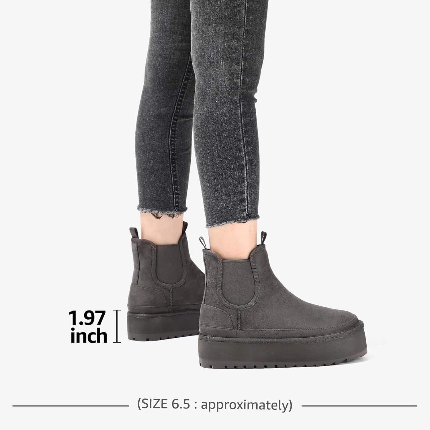 Bacia Platform Boots for Women Lightweight Suede Snow Boots Fur Interior Non-slip Outdoor Winter Boots Ankle Platform Mini Boots