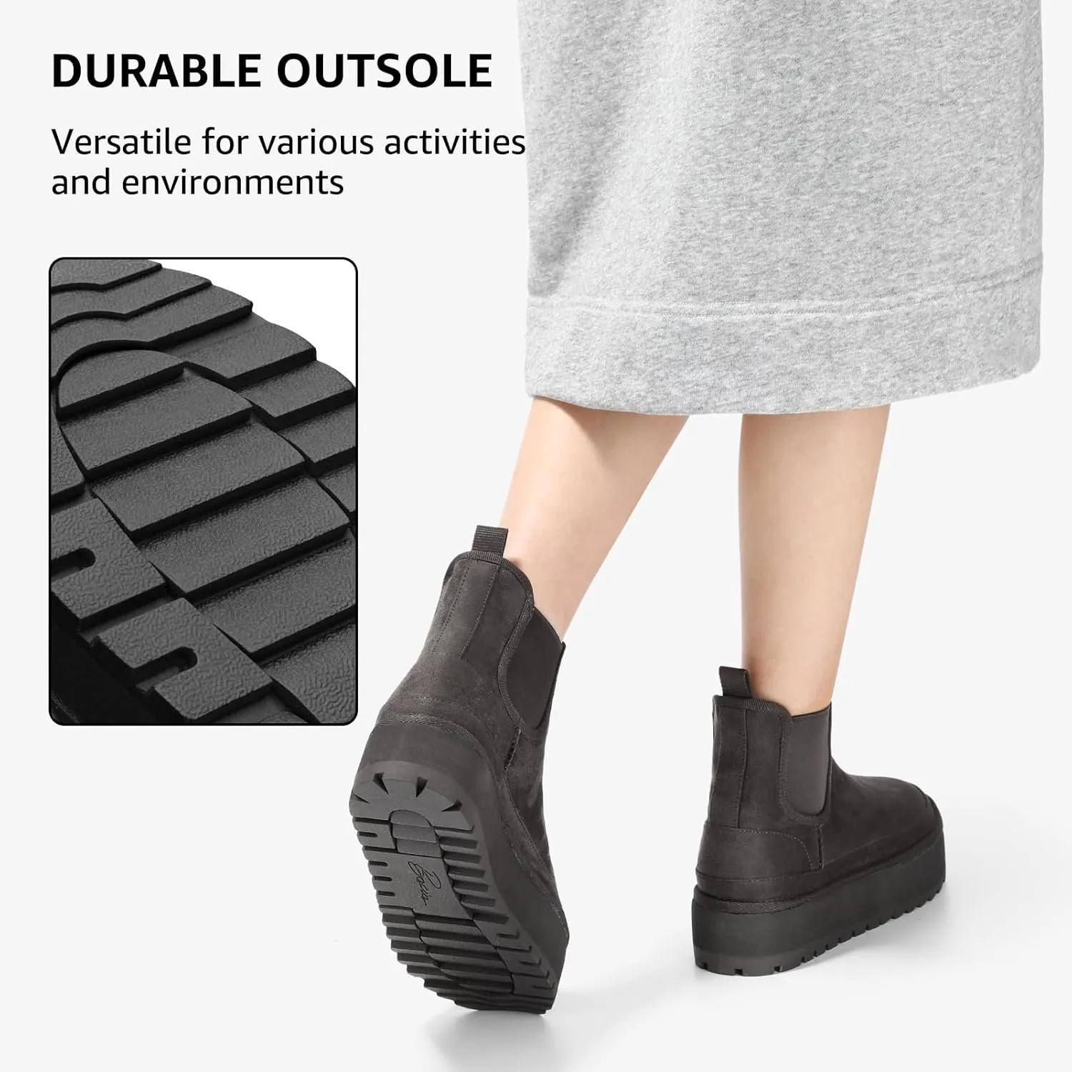 Bacia Platform Boots for Women Lightweight Suede Snow Boots Fur Interior Non-slip Outdoor Winter Boots Ankle Platform Mini Boots