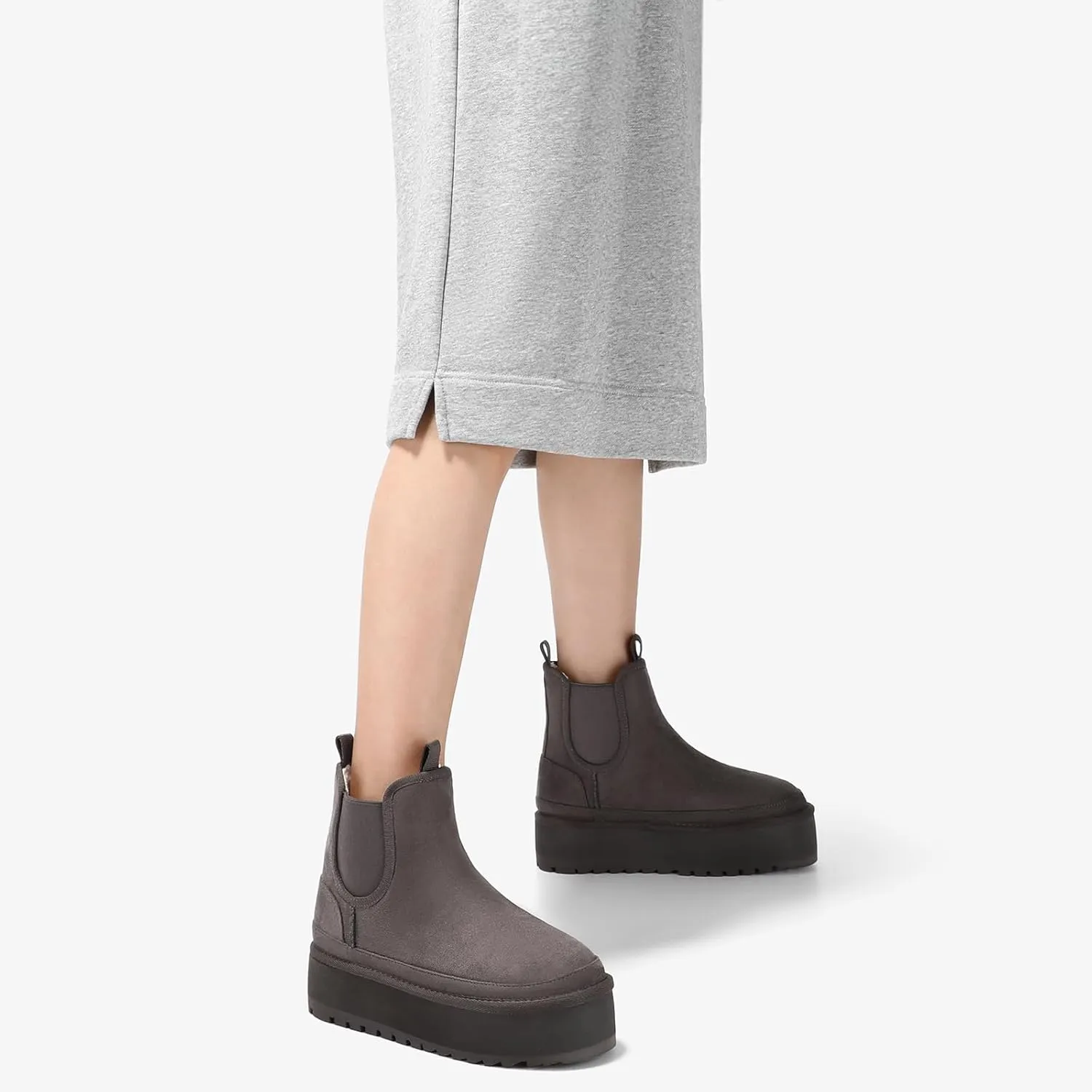 Bacia Platform Boots for Women Lightweight Suede Snow Boots Fur Interior Non-slip Outdoor Winter Boots Ankle Platform Mini Boots