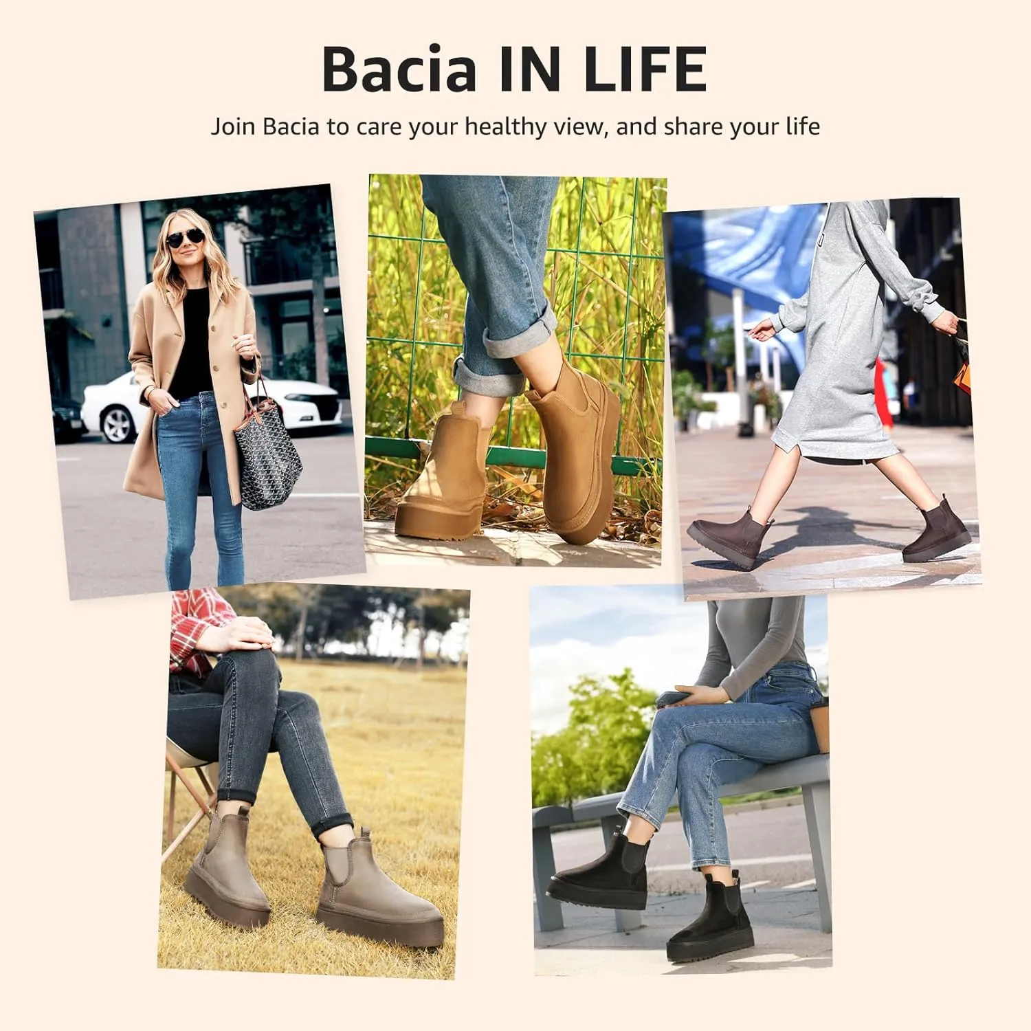 Bacia Platform Boots for Women Lightweight Suede Snow Boots Fur Interior Non-slip Outdoor Winter Boots Ankle Platform Mini Boots