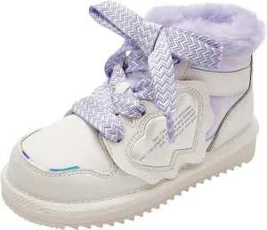 Balabala Little Girls' Fashion Warm Fur Hook and Loop Winter Boots
