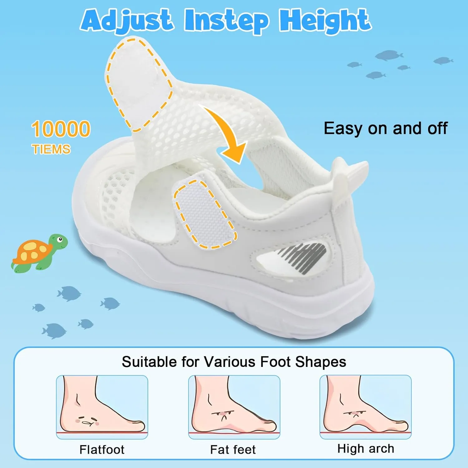 BARERUN Toddler Water Shoes Boys Girls Qucik Dry Breathable Kids Water Shoes Wide Adjustable Instep Water Sandals for Beach Swim Pool Non Slip Flexible Barefoot Sport Aqua Shoes
