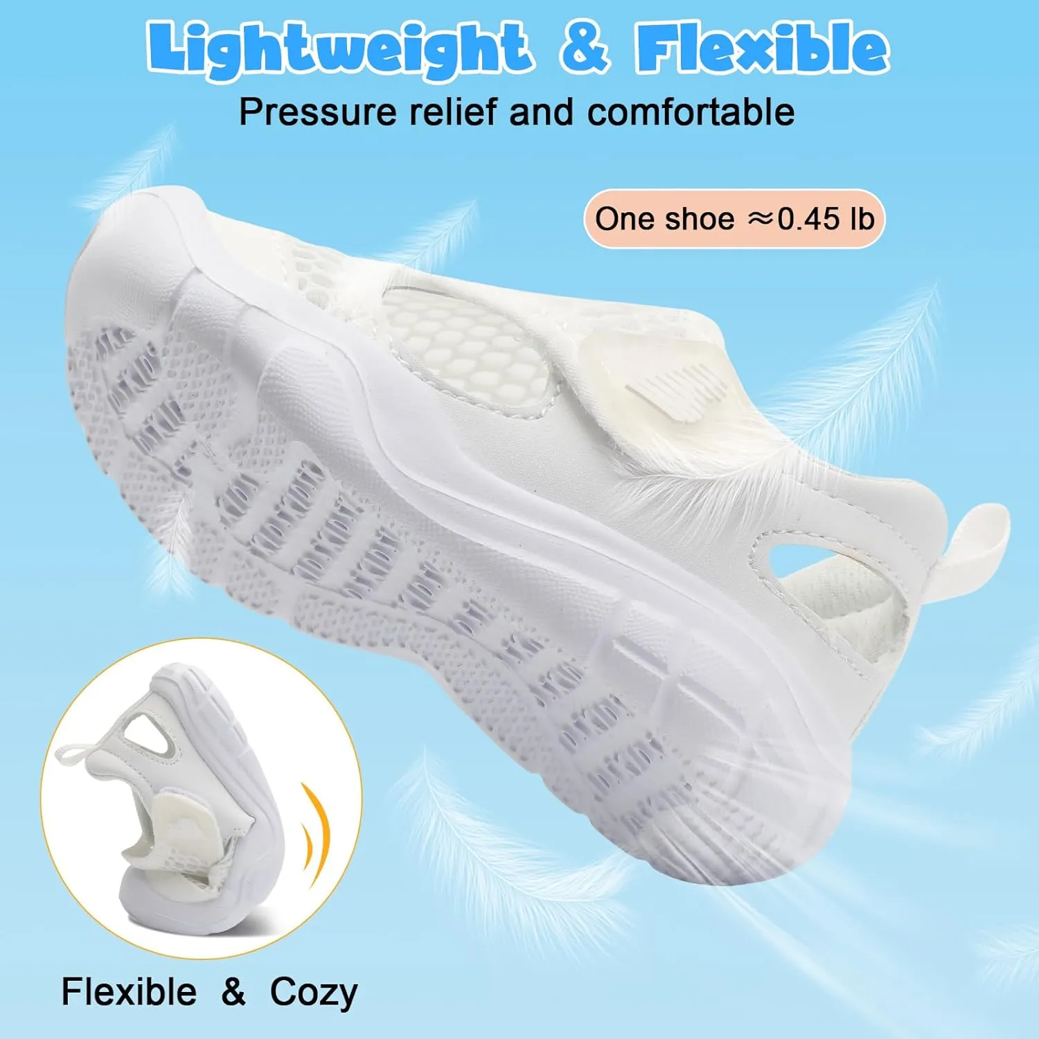 BARERUN Toddler Water Shoes Boys Girls Qucik Dry Breathable Kids Water Shoes Wide Adjustable Instep Water Sandals for Beach Swim Pool Non Slip Flexible Barefoot Sport Aqua Shoes
