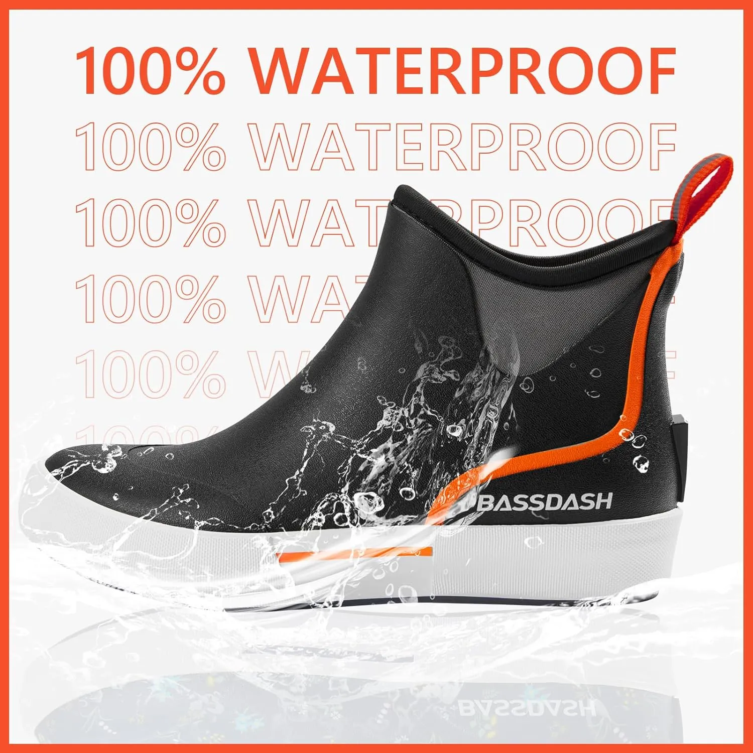 BASSDASH Womens 4.5” Waterproof Deck Ankle Rain Boots Anti-Slip Neoprene Rubber Garden Fishing Boots