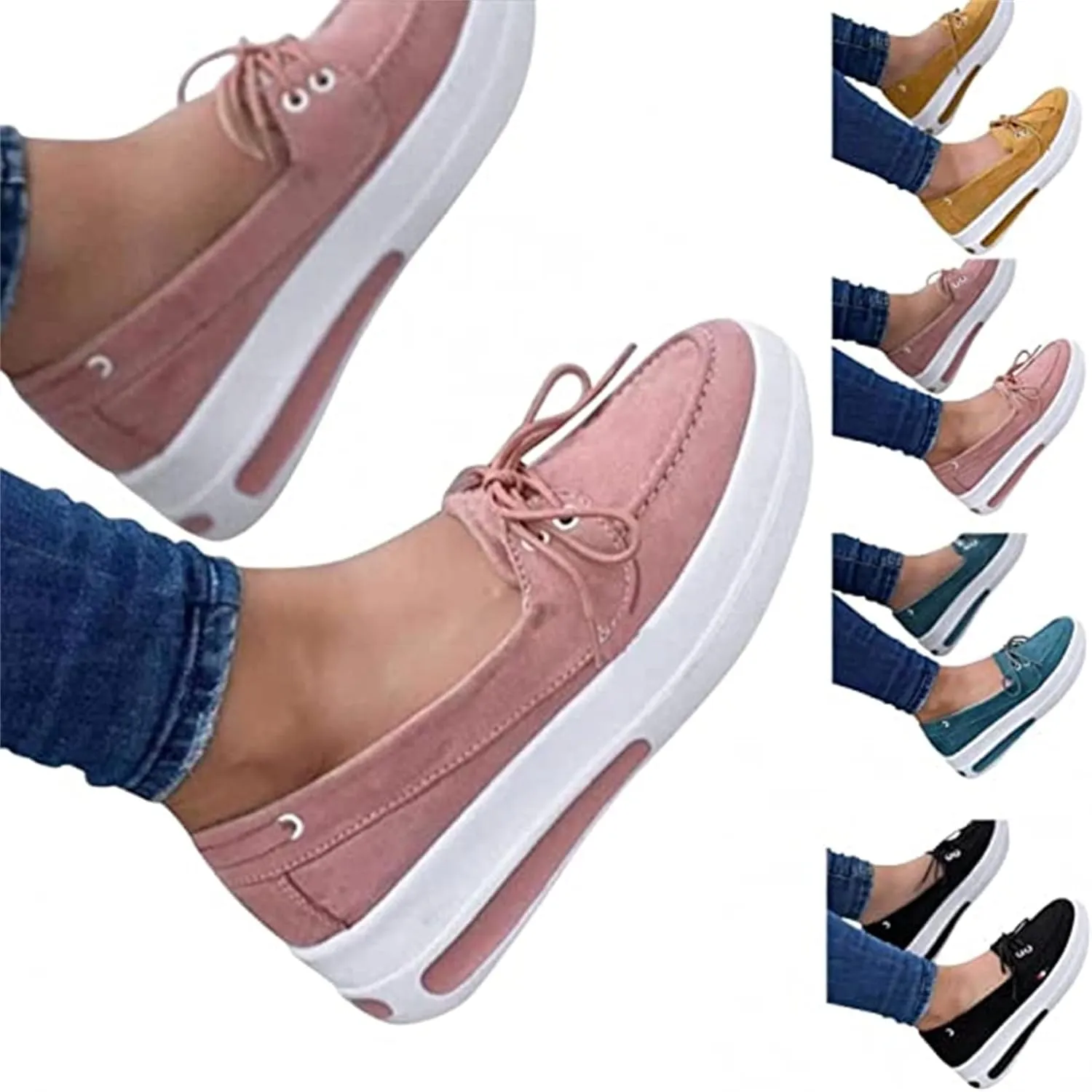 BBPM Women Shoes Slip On Womens Walking Shoes Casual Breathable Mesh Flat Sneakers Round Toe Thick Heel Casual Shoes Loafers Moccasins Driving Shoes,Blue,EU41/US9