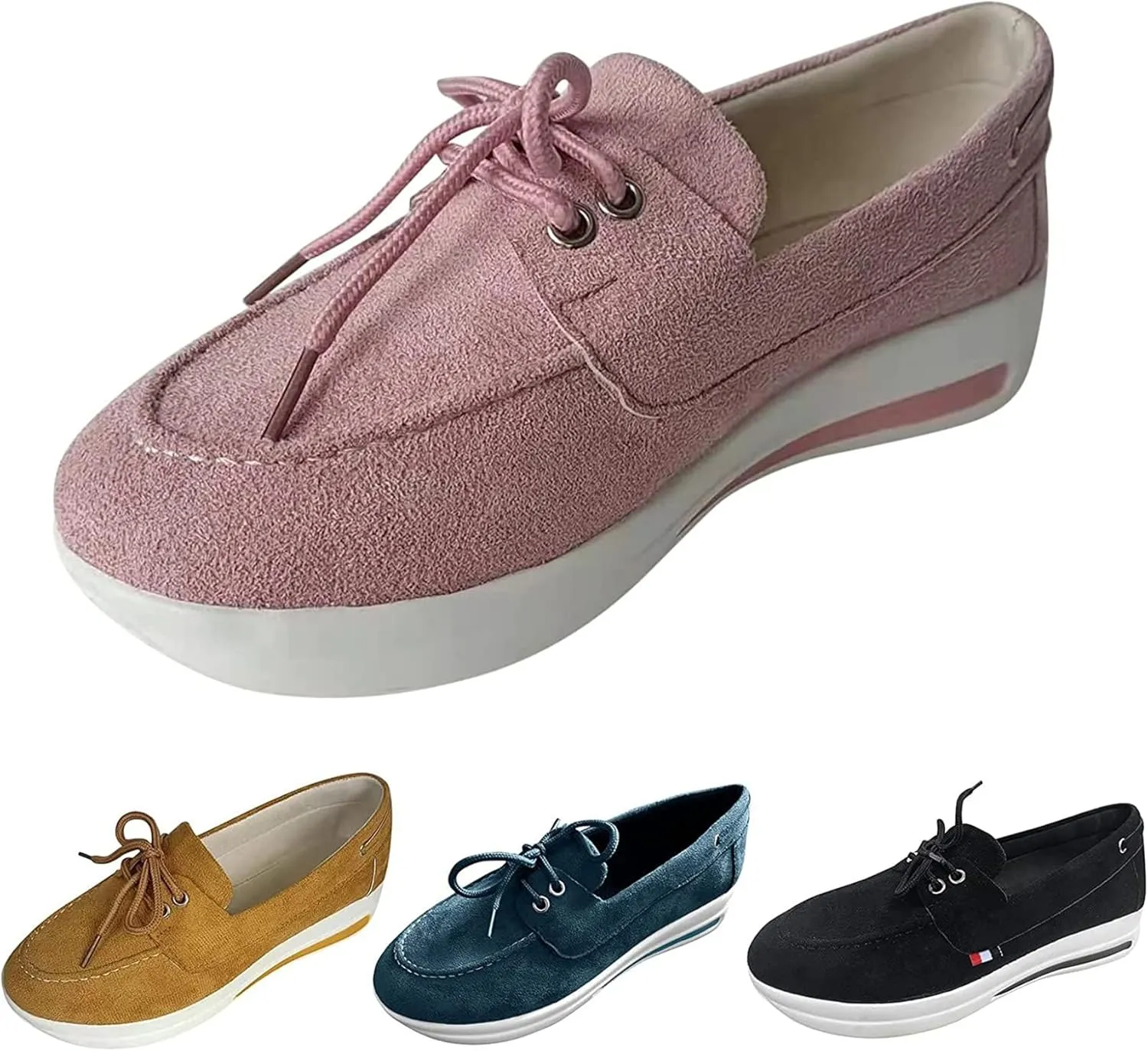 BBPM Women Shoes Slip On Womens Walking Shoes Casual Breathable Mesh Flat Sneakers Round Toe Thick Heel Casual Shoes Loafers Moccasins Driving Shoes,Blue,EU41/US9