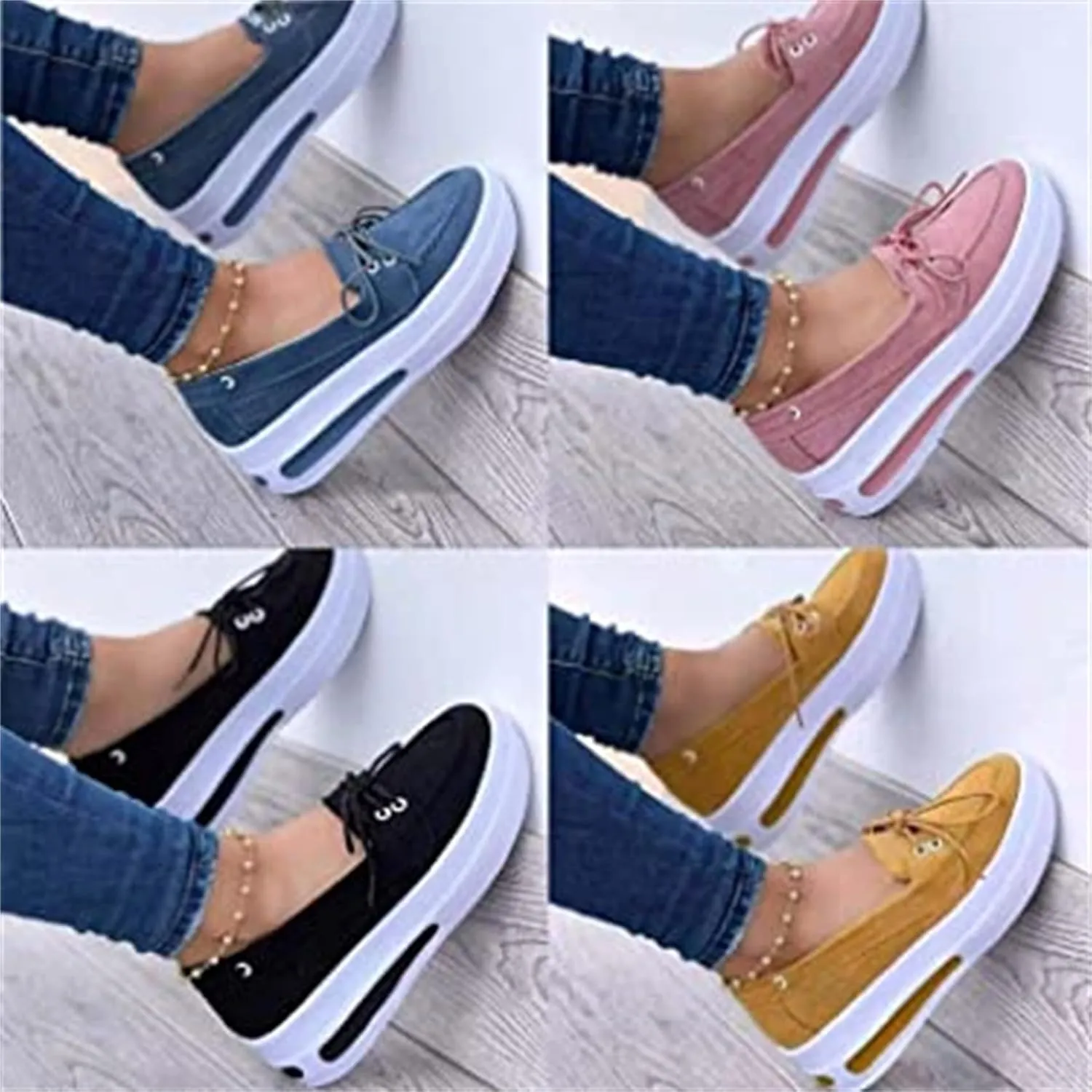 BBPM Women Shoes Slip On Womens Walking Shoes Casual Breathable Mesh Flat Sneakers Round Toe Thick Heel Casual Shoes Loafers Moccasins Driving Shoes,Blue,EU41/US9