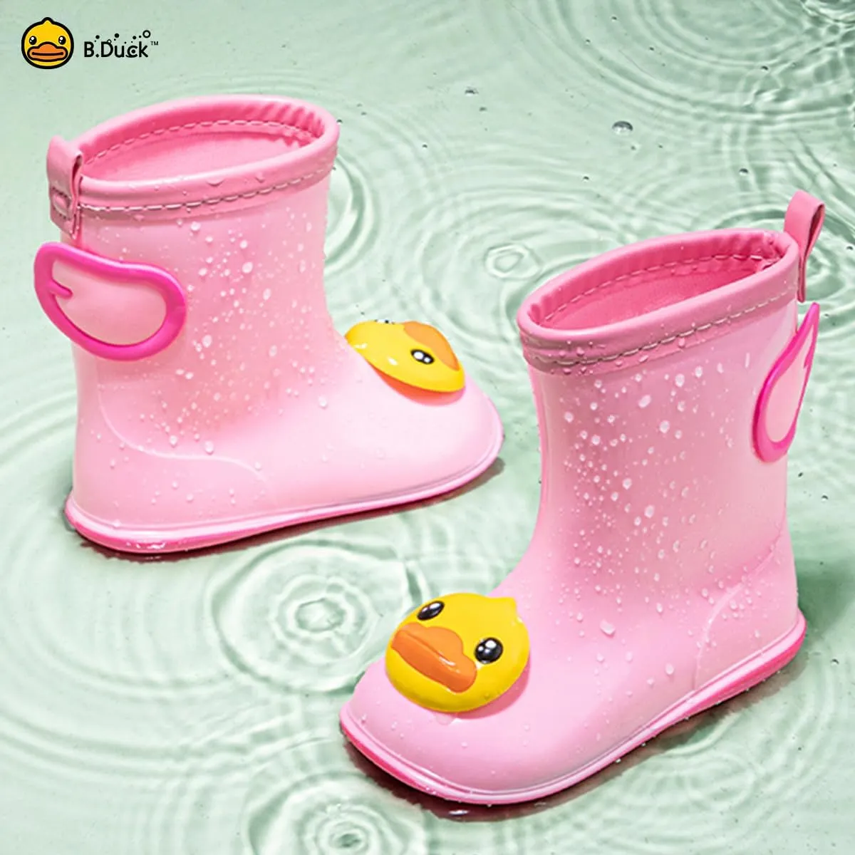 B.Duck Kids Rain Boots for Boys Girls Waterproof Toddler Cartoon Garden Boots