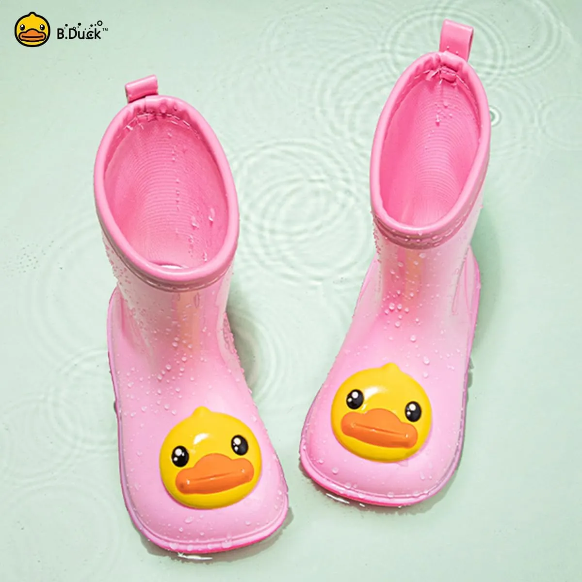 B.Duck Kids Rain Boots for Boys Girls Waterproof Toddler Cartoon Garden Boots