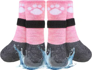 BEAUTYZOO Anti Slip Dog Socks Boots, Dog Shoes for Hot/Cold Pavement Snow Rain Days,Waterproof Grip Dog Booties Paw Protector for Hardwood Floor, Prevent Licking for Small Medium Large Senior Old Dogs