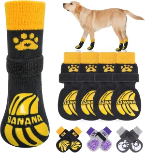 BEAUTYZOO Non-Slip Dog Socks to Prevent Licking Paws, Dog Shoes for Hot Pavement, Paw Protector Traction on Wood/Hardwood Floors- Grip That Works Even When Twisted-Senior Small Medium Large Dog Boots