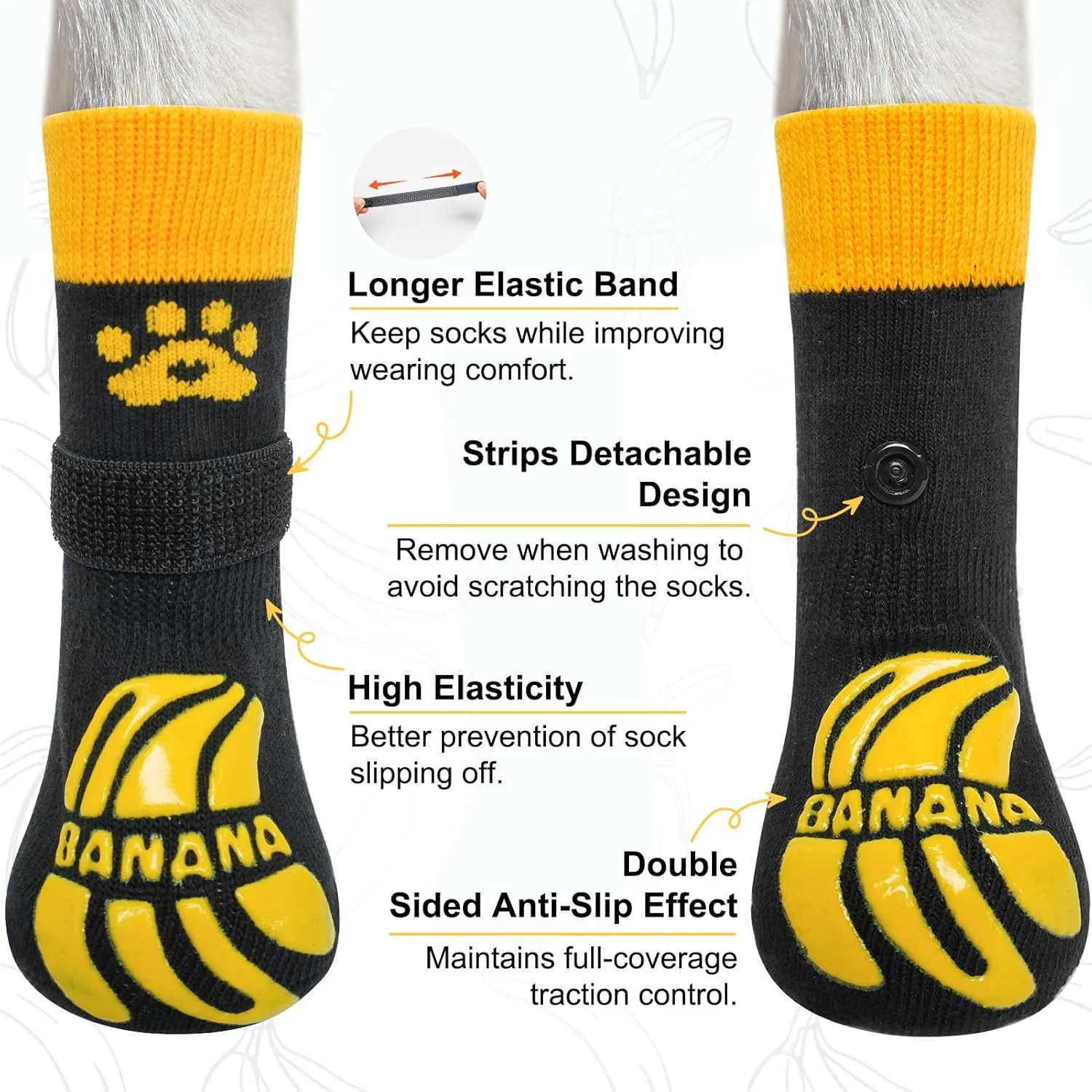BEAUTYZOO Non-Slip Dog Socks to Prevent Licking Paws, Dog Shoes for Hot Pavement, Paw Protector Traction on Wood/Hardwood Floors- Grip That Works Even When Twisted-Senior Small Medium Large Dog Boots
