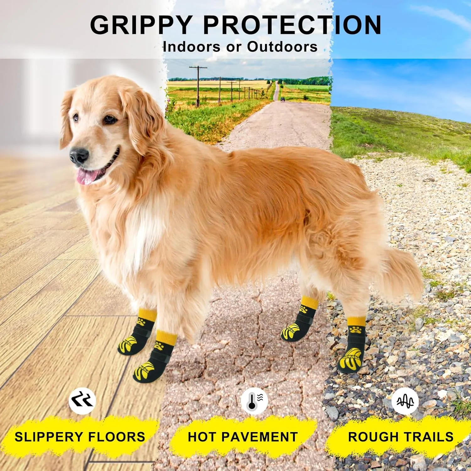 BEAUTYZOO Non-Slip Dog Socks to Prevent Licking Paws, Dog Shoes for Hot Pavement, Paw Protector Traction on Wood/Hardwood Floors- Grip That Works Even When Twisted-Senior Small Medium Large Dog Boots