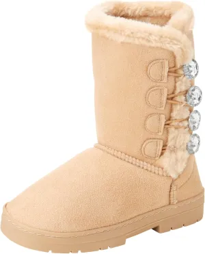 bebe Girl's Fur Lined Winter Boot with Rhinestone Details (Toddler/Little Girl/Big Girl)
