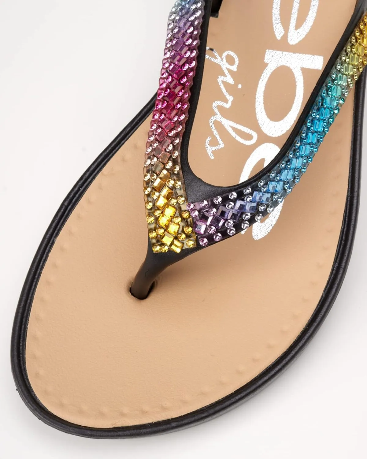 bebe Girls' Sandals - Open Toe Slip On Summer Holiday Rhinestone Thong Flip Flops with Soft Strap and Cushioned Sole